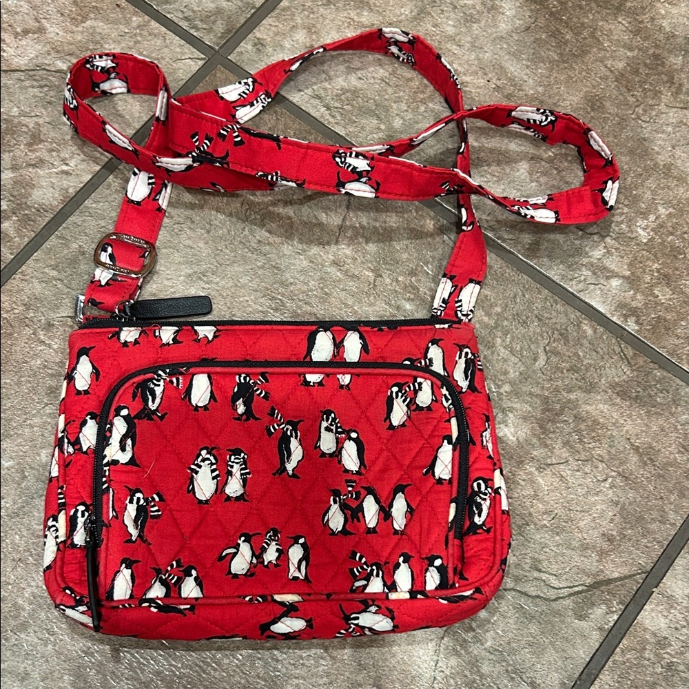 Vera Bradley Red Penguin Quilted Crossbody Bag